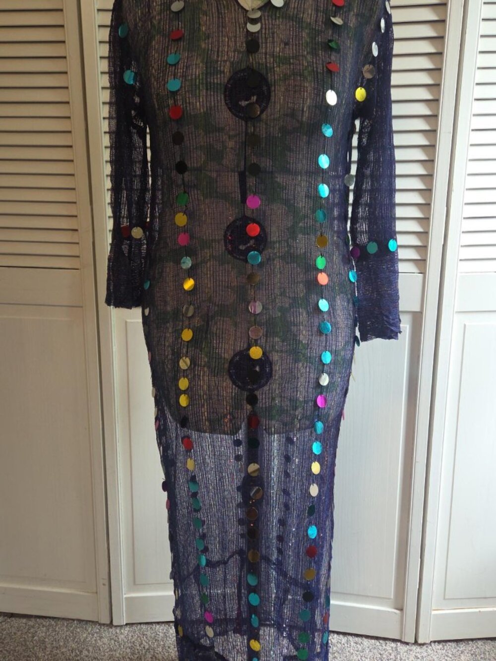 Navy Blue Mesh Saidi Dress
